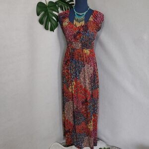 Dots Boho Print Multi Color Maxi Dress